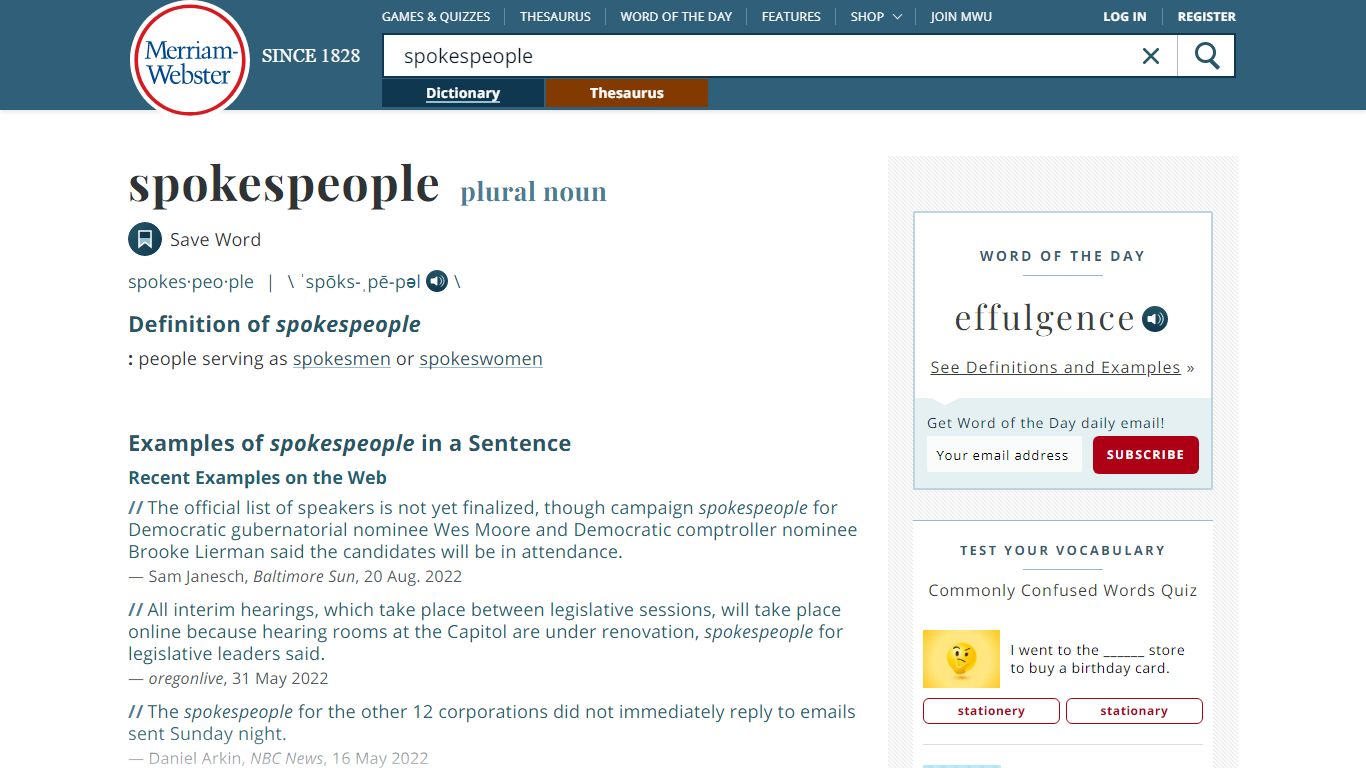 Spokespeople Definition & Meaning - Merriam-Webster
